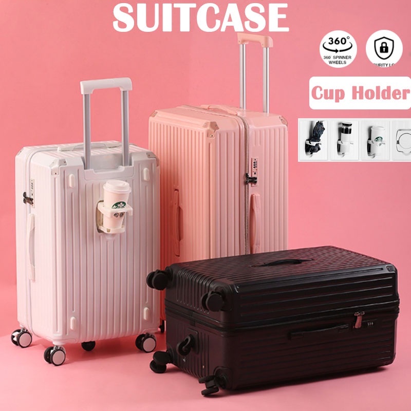 26INCH Suitcase with Water Cup Holder Thick Travel Luggage Bag Bagasi ...