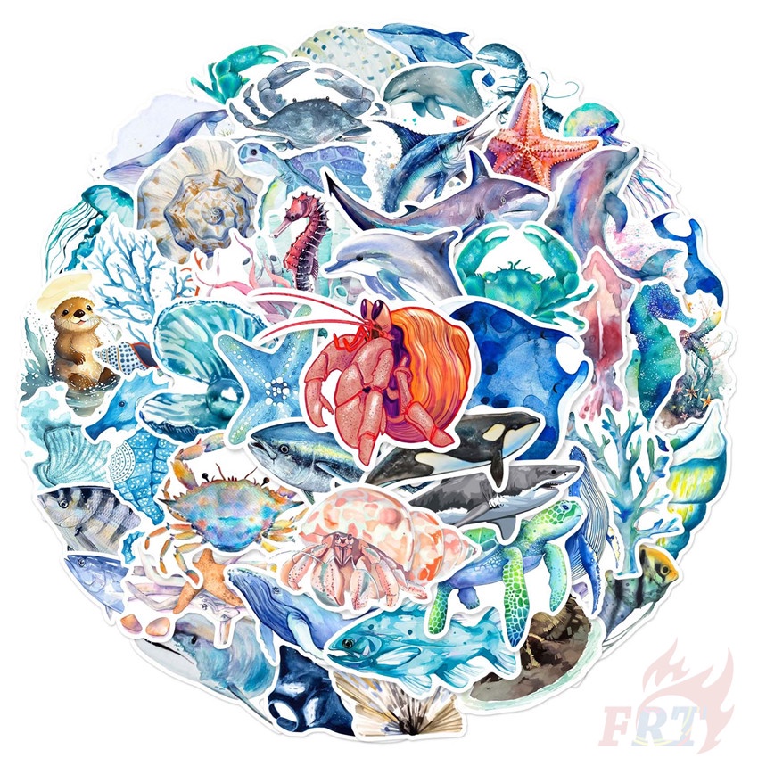 50Pcs/Set Watercolor Ocean Art Series 01 Stickers DIY Fashion ...