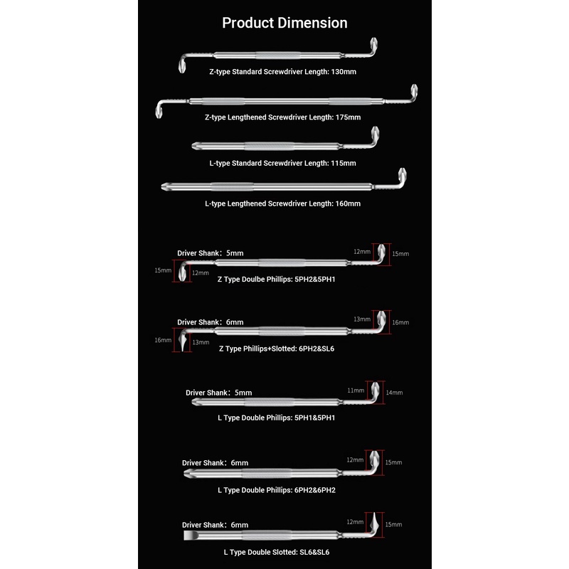 Small Offset Screwdriver 2-Piece Right Angle Screwdriver Set