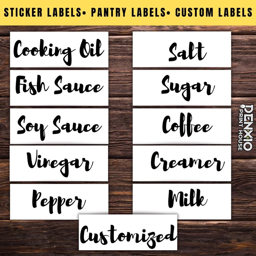 Sticker labels for condiments Pantry Label Decals | Shopee Malaysia
