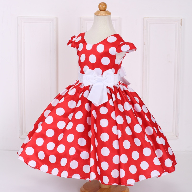 Children's Red Polka Dot Dress Retro Princess Dress Birthday Formal — free download