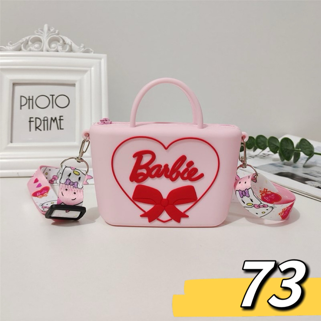 Kawaii Barbie Coin Purse Pink Heart Shape Silicone Wallet Bags Accessories Shoulder Strap Kids Girls Toys for Children G