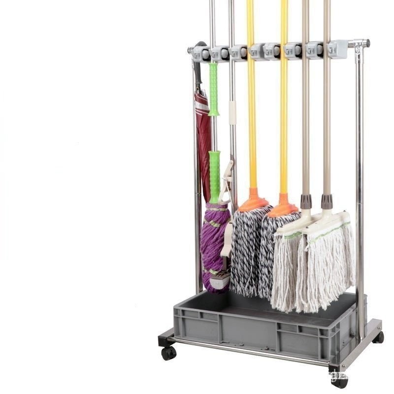 【In Stock】Stainless Steel Floor-Mounted Mop Rack Broom Rack Mop Rack ...