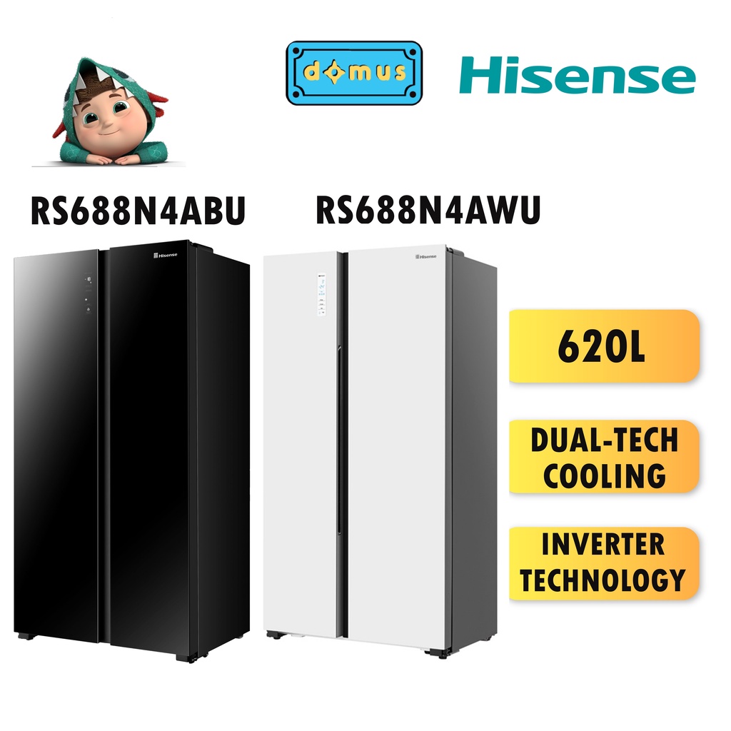 Hisense Side by Side Inverter Refrigerator (620L) RS688N4AWU