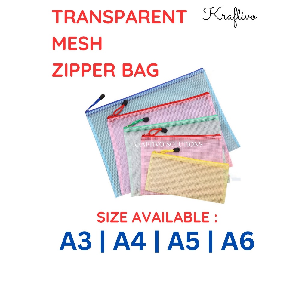 [ MESH ZIPPER BAG ] A3/A4/A5/A6 TRANSPARENT MESH ZIPPER BAG