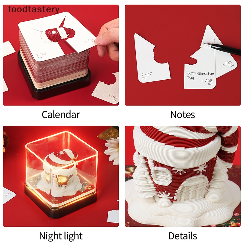 FTY Christmas Desk Calendar With LED Lights,2024 Calendar Memo Pad