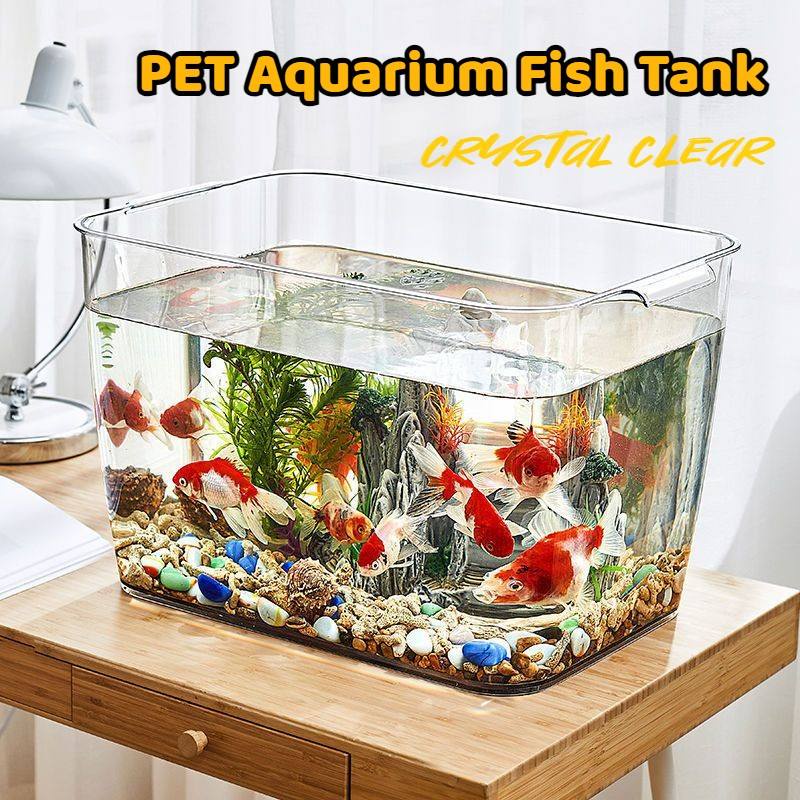 PET Shatterproof Transparent Fish Tank Fish Bowl With Handle Household  akuarium ikan家用透明PET鱼缸