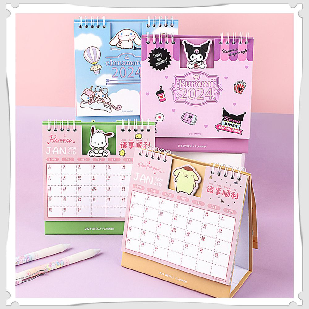 Sanrio Daily Schedule Calendar 2024 Cartoon Kuromi Cinnamoroll Pochacco ...