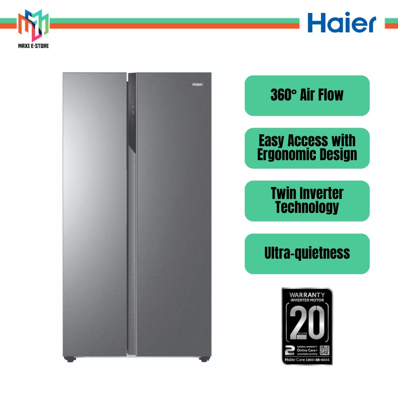 Haier HSR3918FNPG 569L Side By Side Refrigerator Fridge Twin Inverter