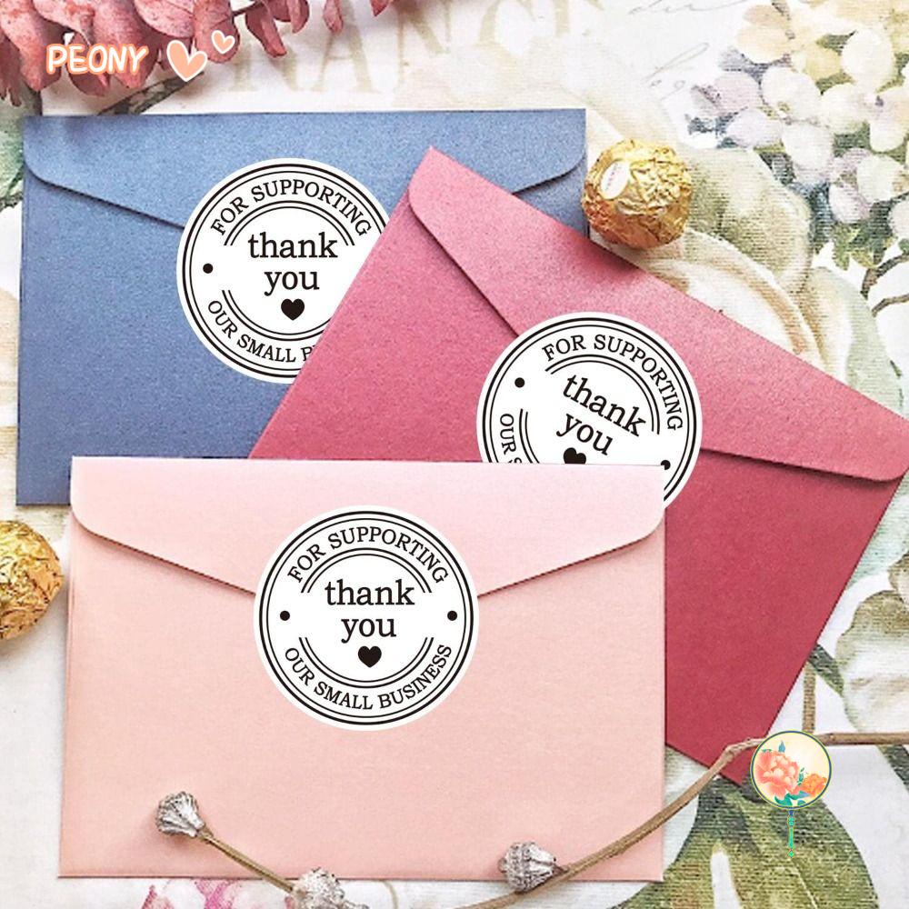 PEONYHOME Round Seal Label Stickers, White and Black Paper Self