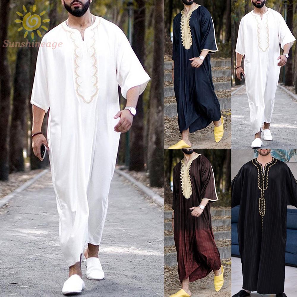 【SUNAGE】Daily Men\'s Robe New Saudi Arab Jubba Kaftan Dishdash Thobe ...