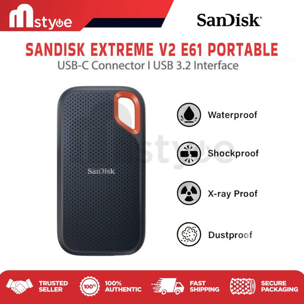 SanDisk Extreme Portable E61 V2 EXT SSD (500GB/ 1TB/ 2TB/ 4TB
