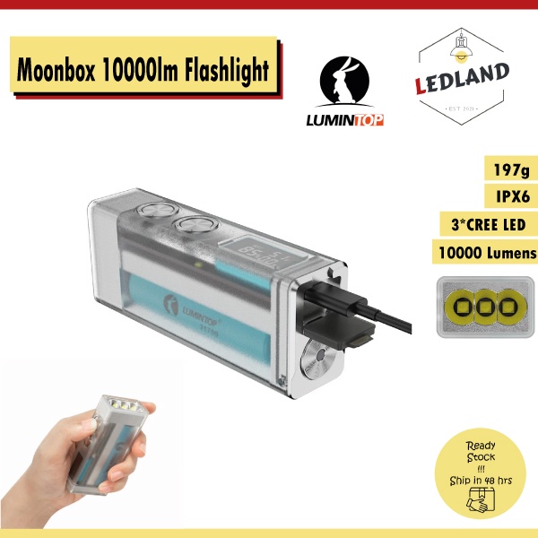 LEDLAND LUMINTOP Moonbox Transparent 21700 flashlight 10000 lumens clip ...