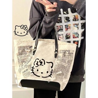 Hello Kitty Cat Bag Embroidered Canvas Shoulder Bag Tote Bag Casual Cute Bag