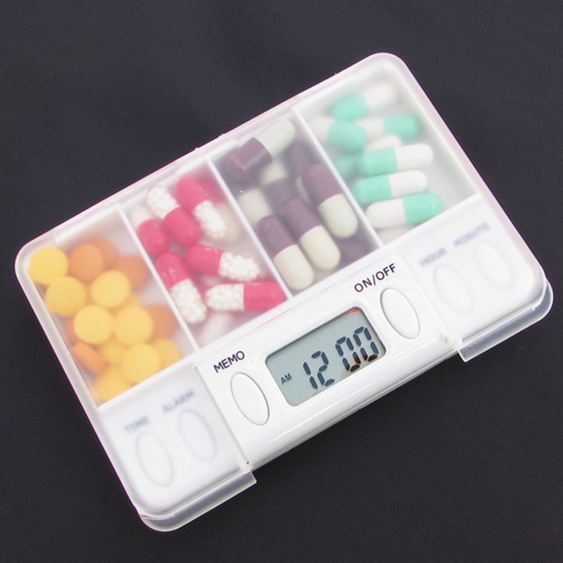 4 Grid Intelligent Plastic Storage Box Electronic Timing Reminder ...