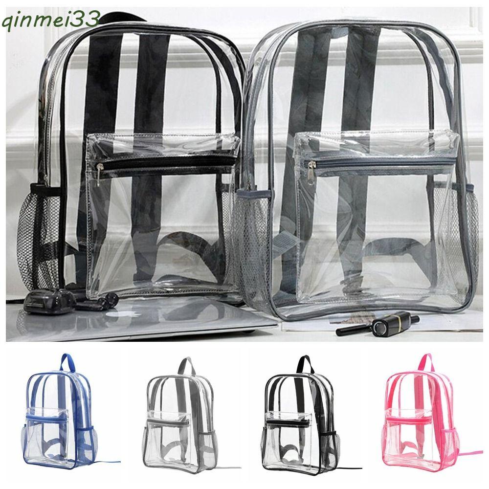 QINMEI Transparent Backpack, Large Capacity Visible Clear Backpack ...