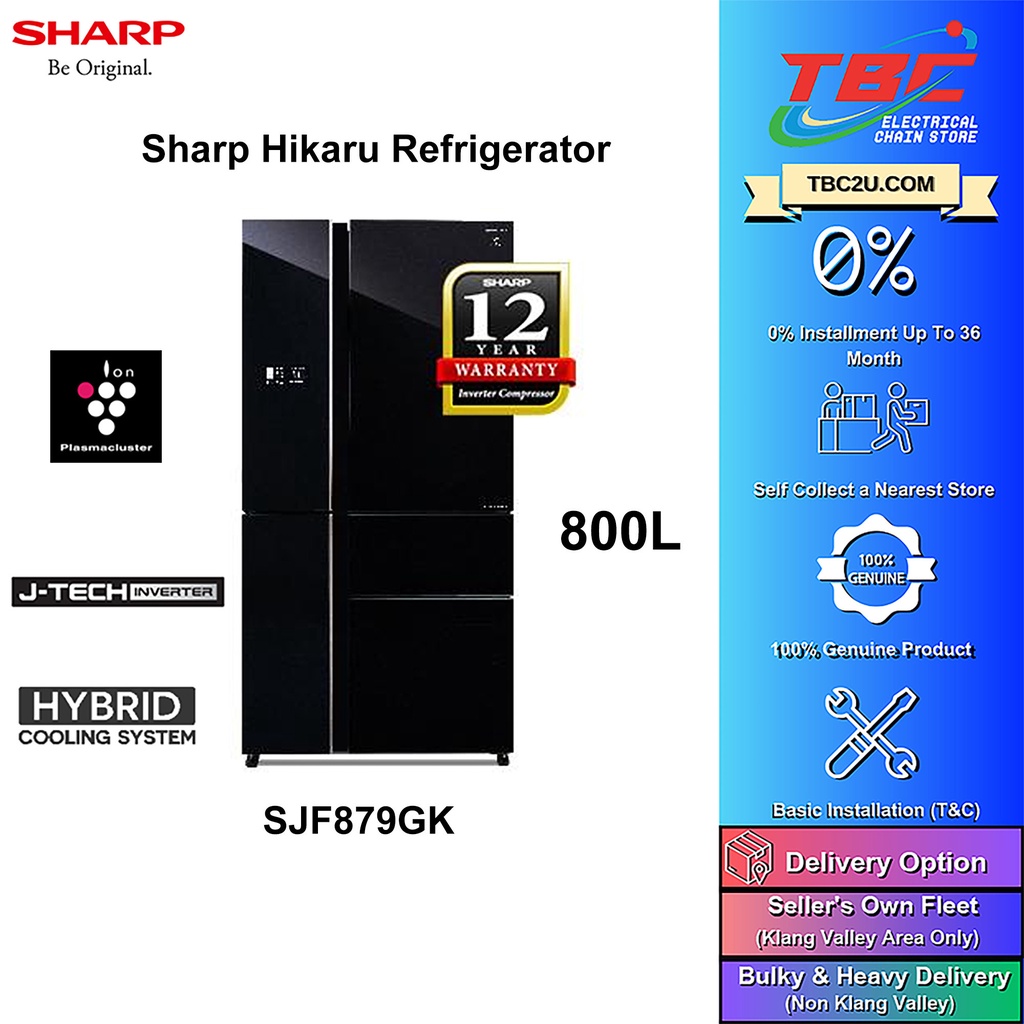 (COURIER SERVICE) SHARP SJF879GK 800L MULTI DOOR HIKARU FRIDGE