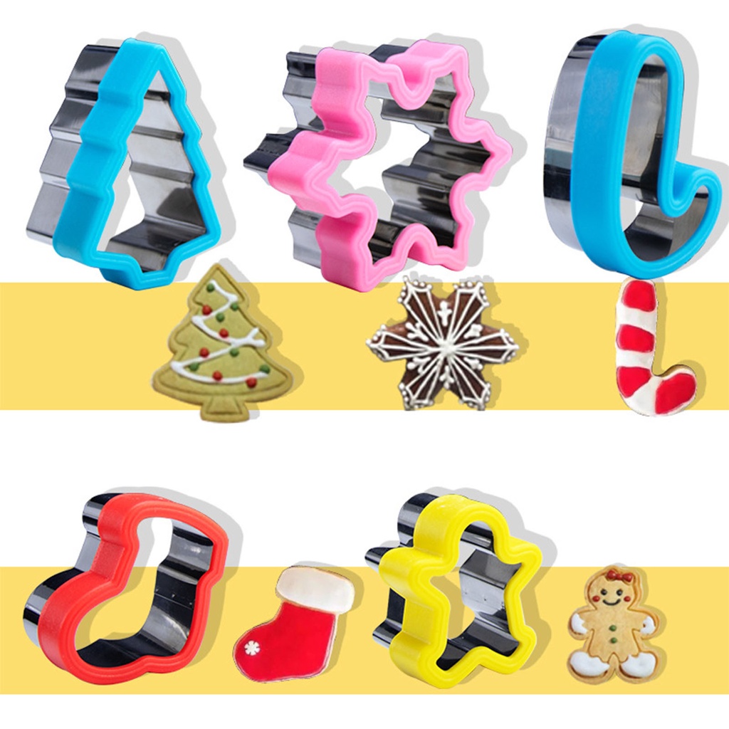 Mini Christmas Cookie Cutters Snowflake Christmas Tree Gingerbread Man Stocking Crutch Shapes 