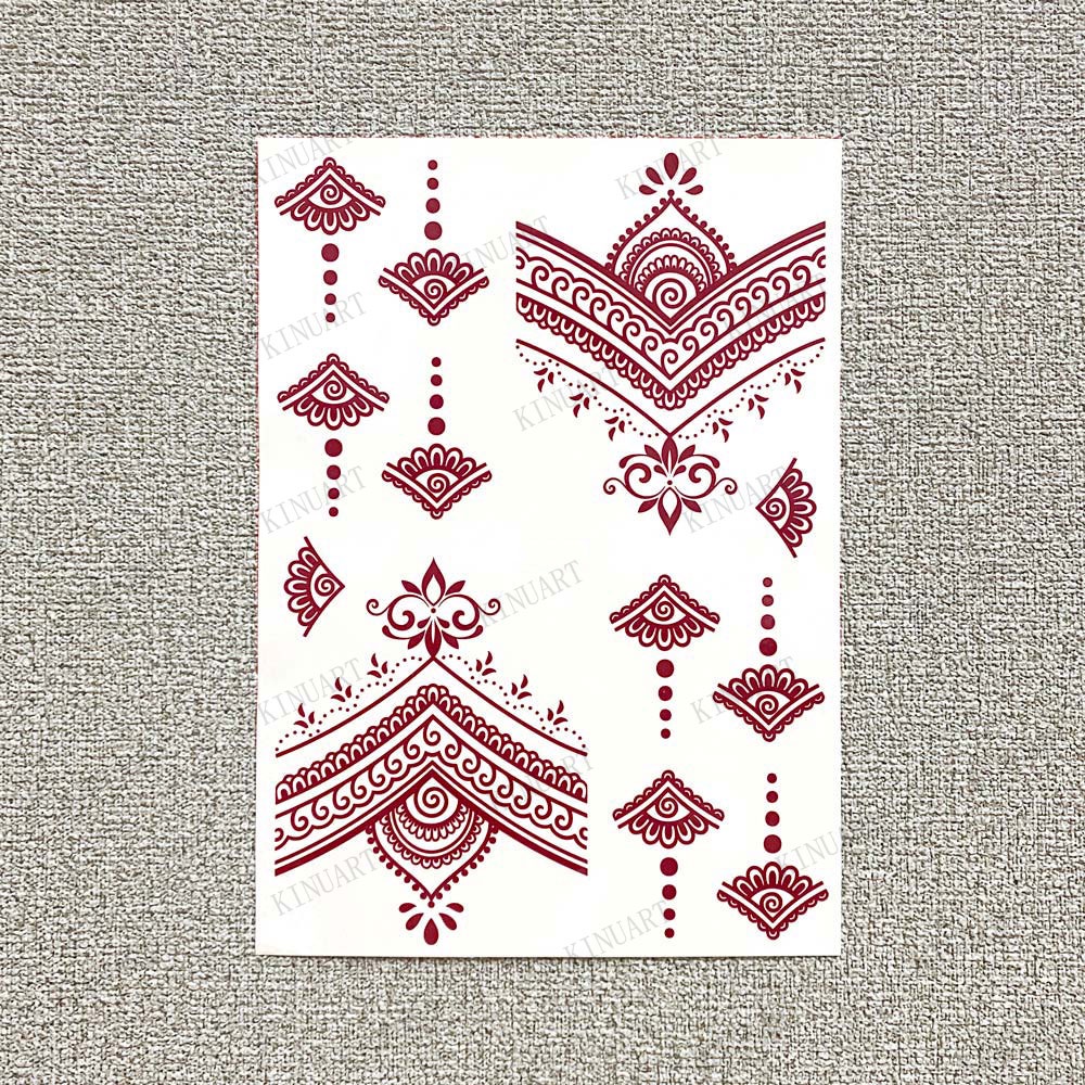 Brown Henna Tattoo Body Stickers for Women Henna Temporary Tattoos Lace ...