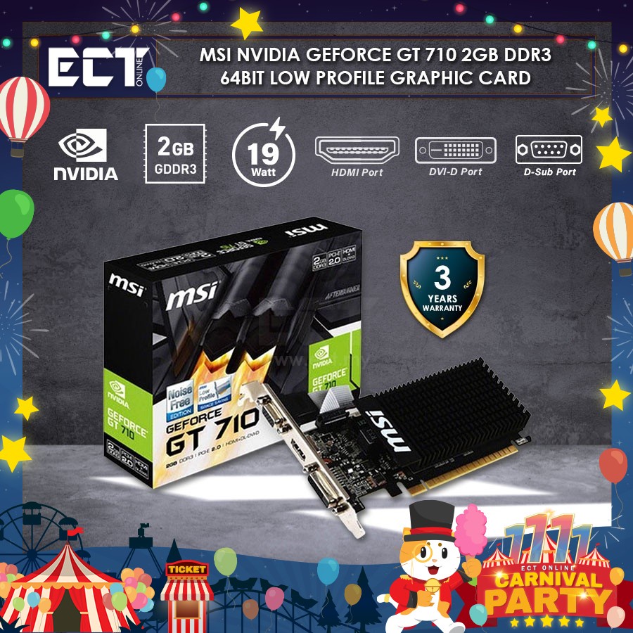 MSI NVIDIA GeForce GT 710 2GB DDR3 64Bit Low Profile Graphic Card (HDMI