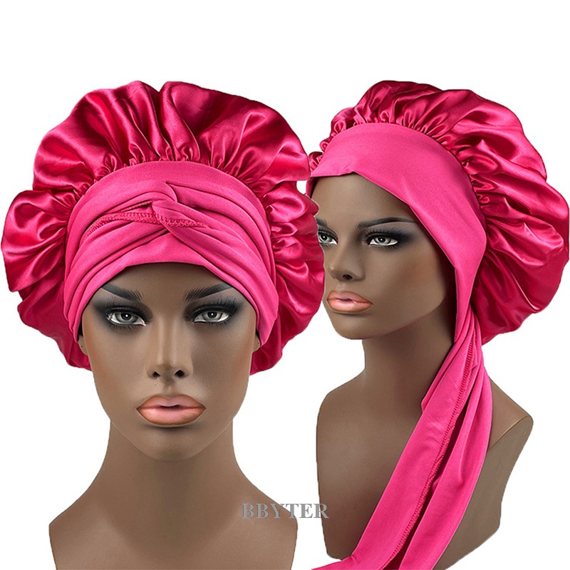 BBYTER Womens Reversible Elastic Satin Silk Hat Head Wraps Night Sleep Hat Cap With