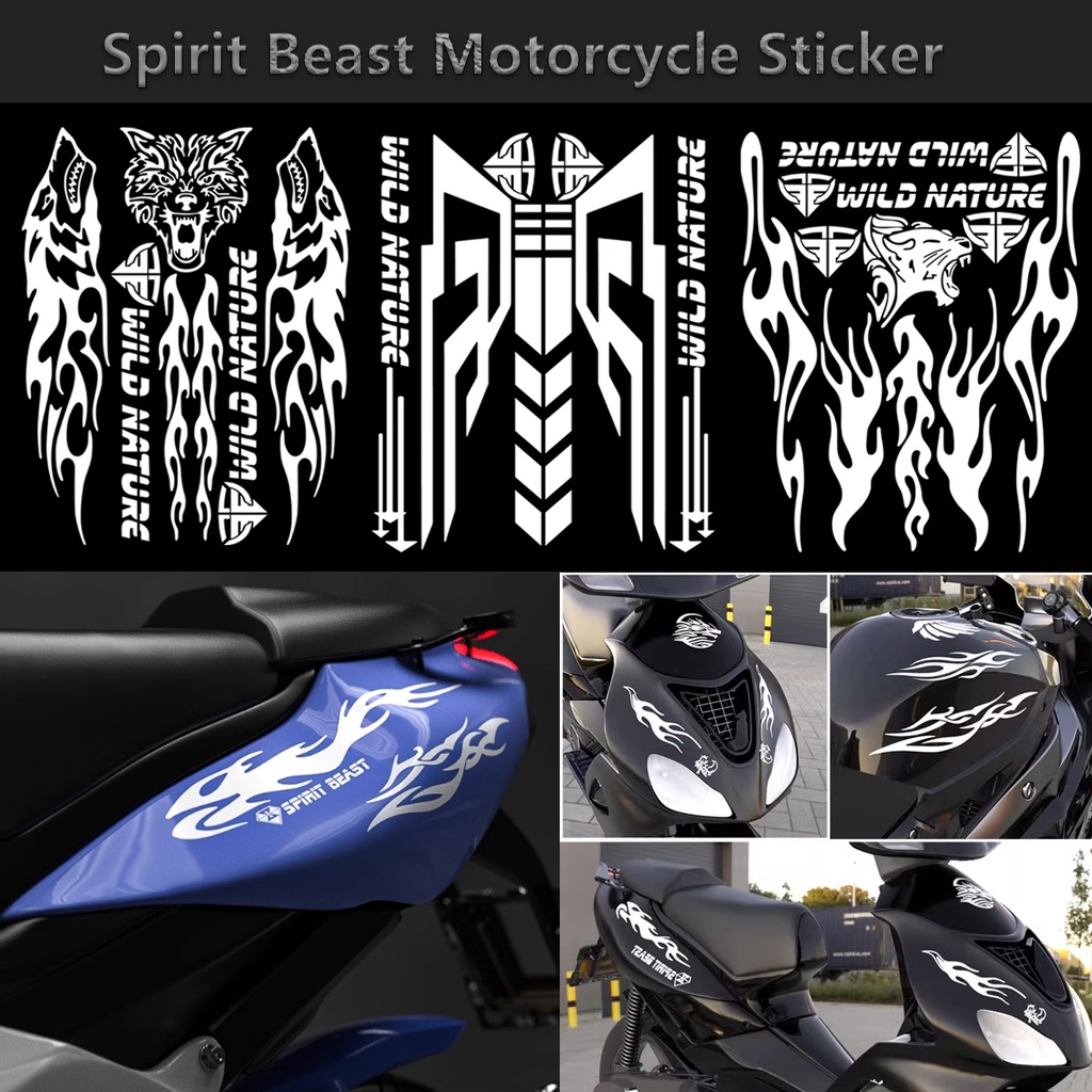 Reflective Spirit Beast Motorcycle Sticker Dragon Lion Wolf Antelope ...