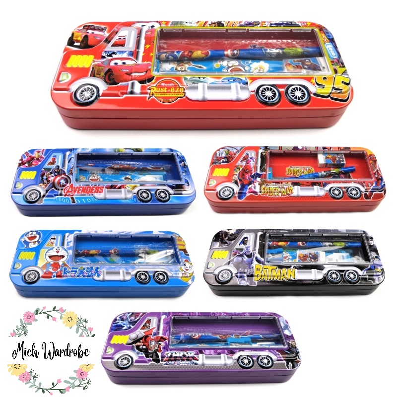 Boy Kids RANDOM 3D Lorry Design Metal 2 Layer Pencil Box with ...