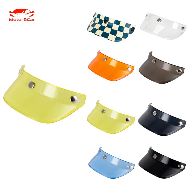 jianting Motorcycle Helmet Sun Shade Protector 3 SnapButton Retro Open Face Flip Up Down Shield