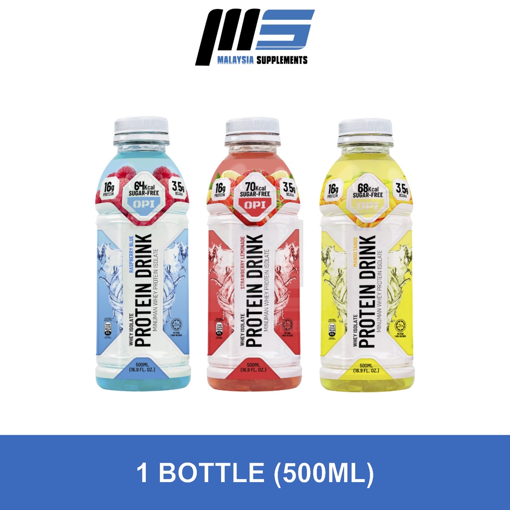 OPI Protein Drink (500ml) Whey Protein Isolate, Zero Sugar, Halal Shopee Malaysia