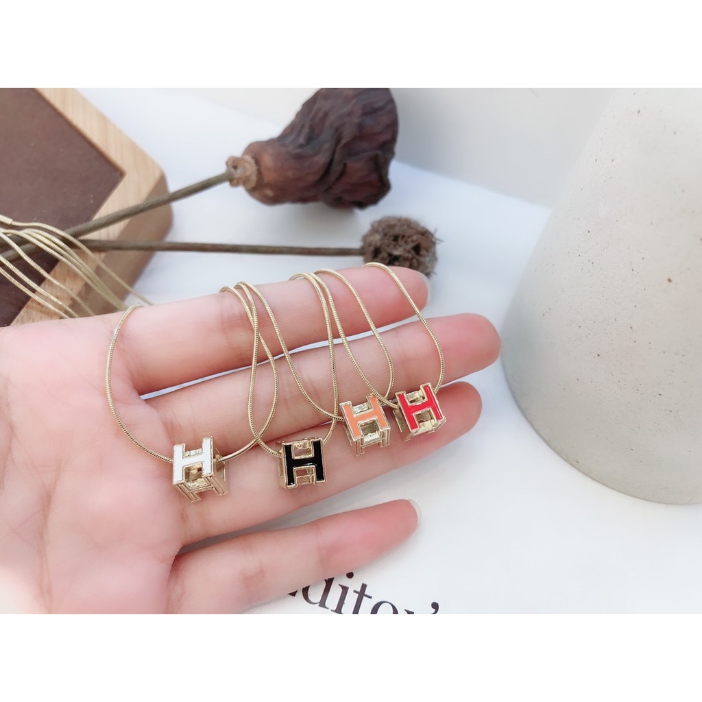 Casual Hermès Necklace Chain Letter H Logo Choker Titanium Steel ...
