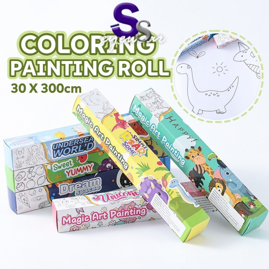 Kids Coloring Paper Roll 3 METER Drawing Paper Graffiti Scroll DIY ...