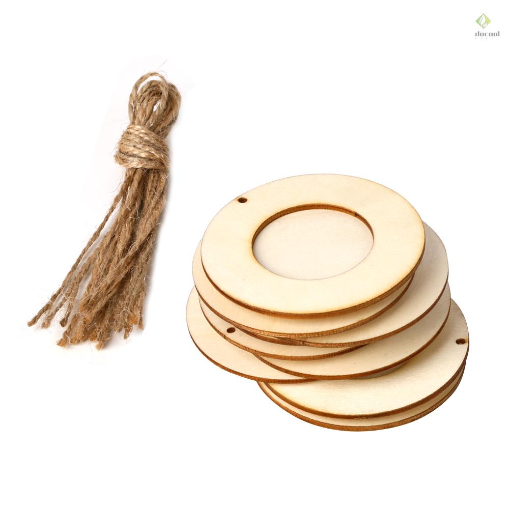 {doc} 10pcs Mini Round Wood Photo Frame Picture Holder with Hanging