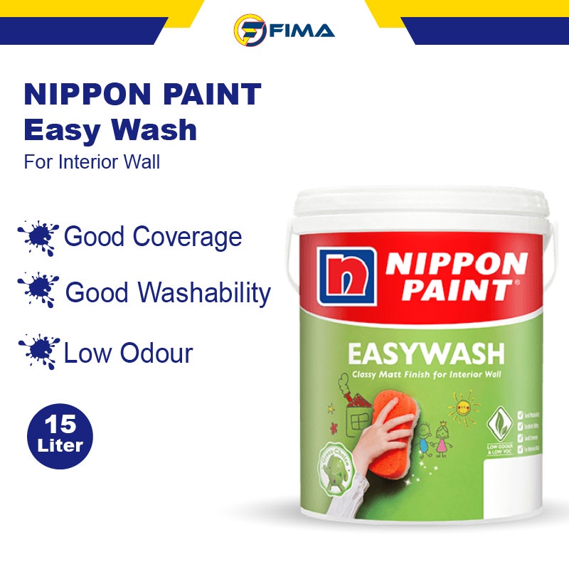 NIPPON PAINT Easy Wash 15 Litre Interior Indoor Wall VOC Free Paint Cat