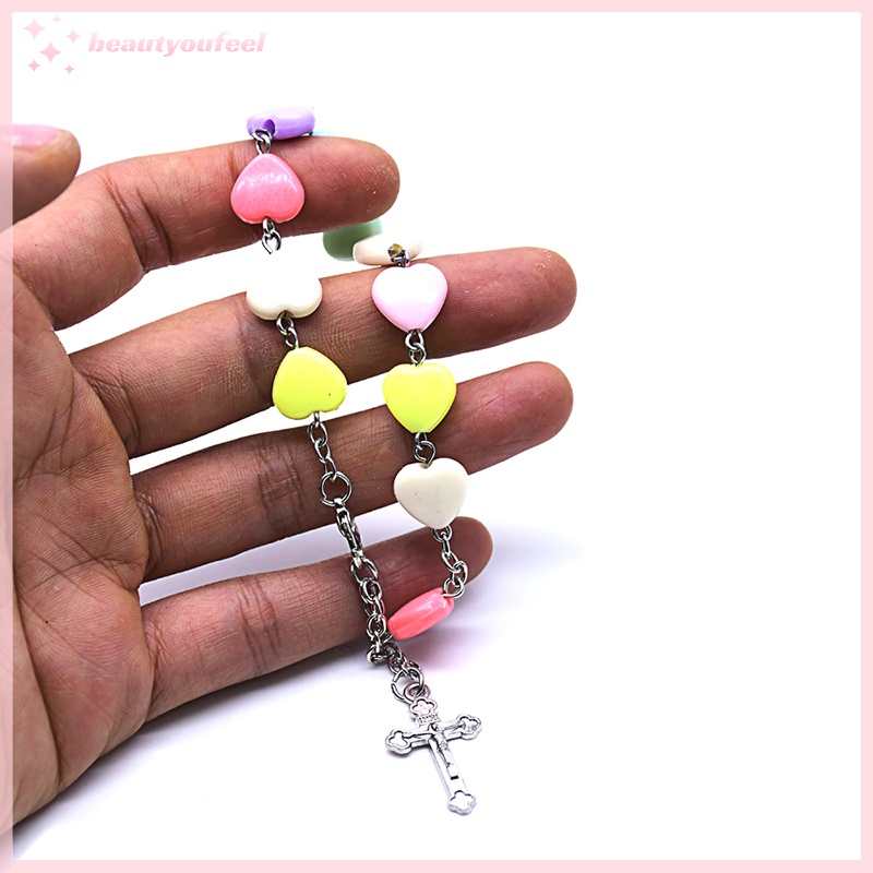 Beautyoufeel Catholic Cross Finger Chain Mini Rosary Finger Baptism