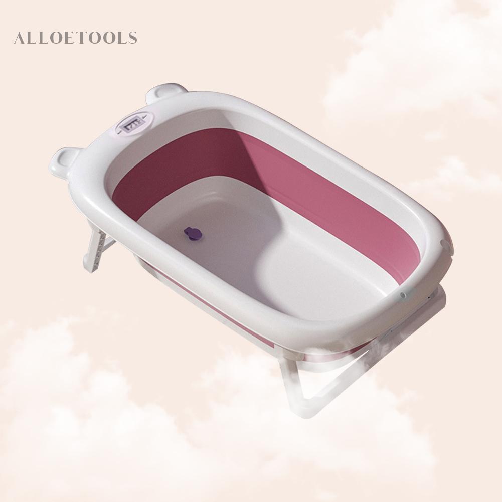 Foldable Baby Bathtub with Thermometer Infant Shower Basin Baby