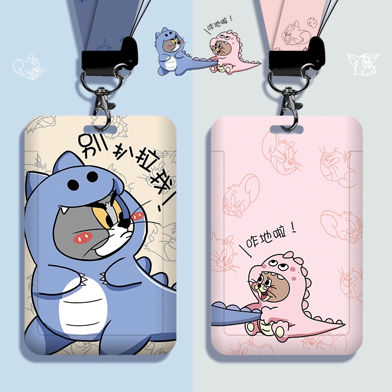 Cartoon Tom and Jerry Lanyard ID Card Holder Cute Student Campus ID ...