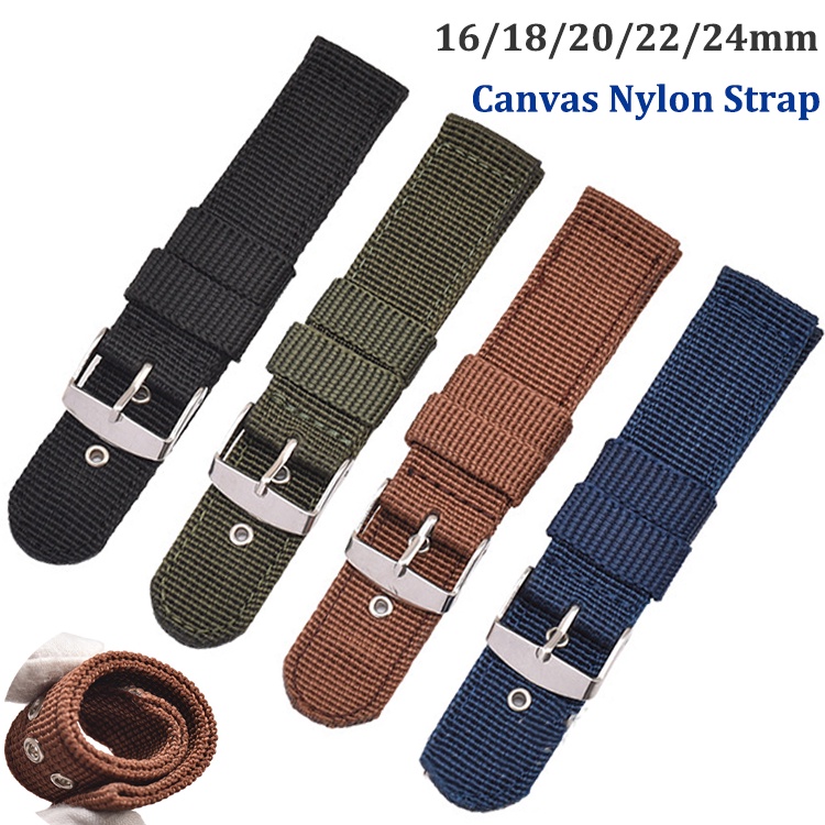 Canvas Nylon Watch Band 16mm 18mm 20mm 22mm 24mm Breathable Fabric