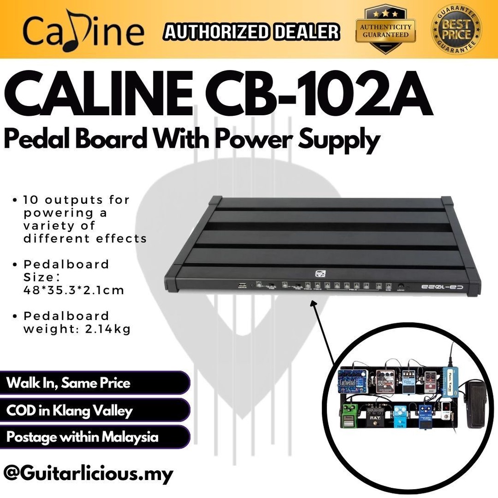 Caline CB102A Pedalboard with power supply & Daisy Chain 48cm x 35