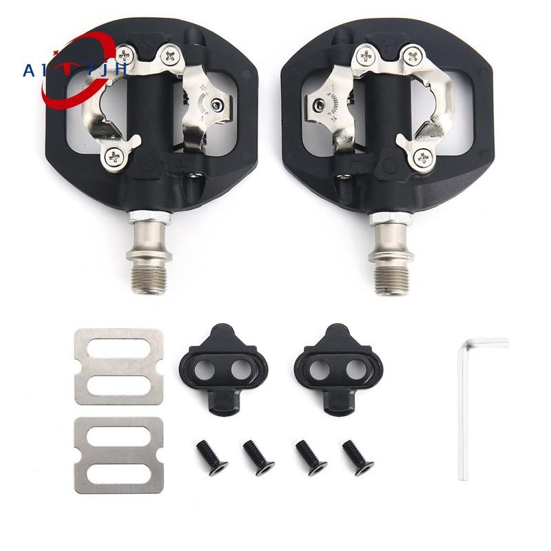 Mountain Bike Pedals Self-Locking SPD Pedal Dual Clipless Flat & Lock ...