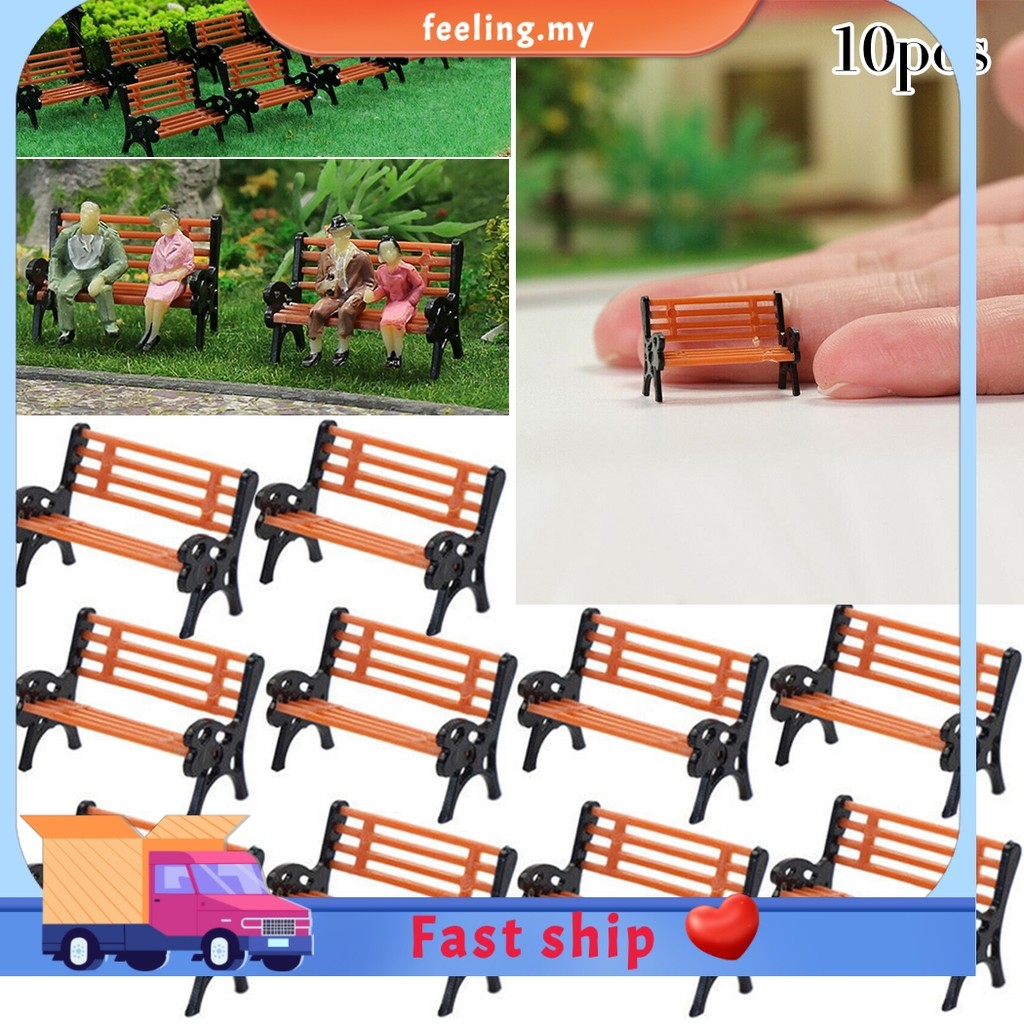 Model Train HO for TT Scale 1:87 Bench Chair Settee Street Layout 10pcs ...