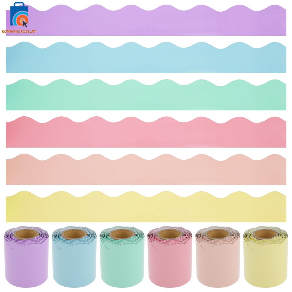 Board Decor Classroom Bulletin Board Borders 6-Roll Set - 196ft Colorful Scalloped Trim With 200 Glue Dots Scalloped Classroom Borders - View #6