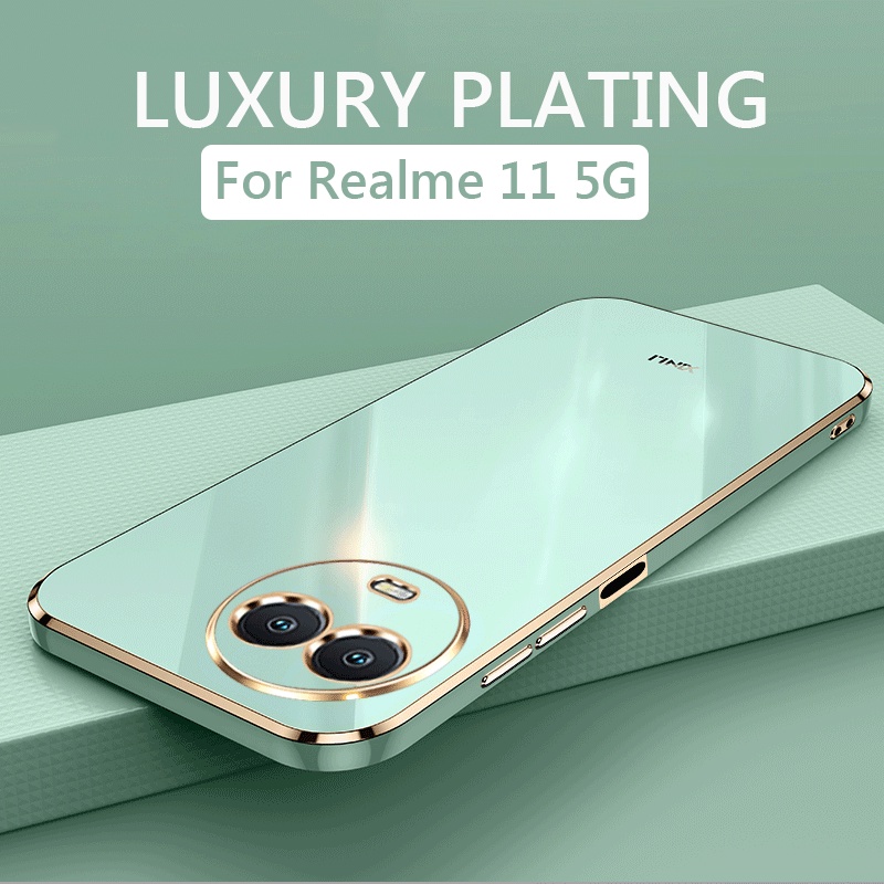 Realme 11 10 Pro + 4G 5G C53 C51 Luxury Square Plating Phone Case ...