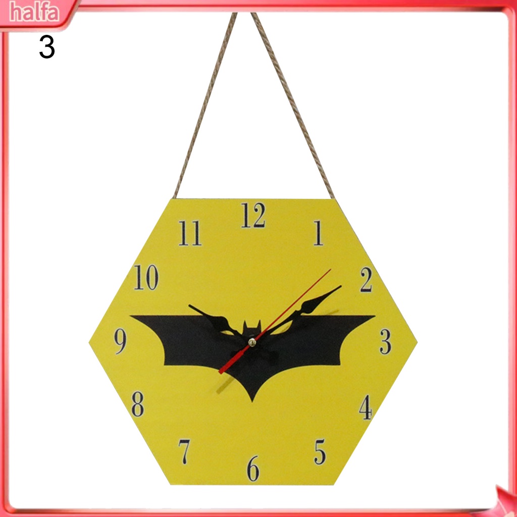 {halfa} Hexagonal MDF Density Board Clock Wooden Wall Clock Room Silent