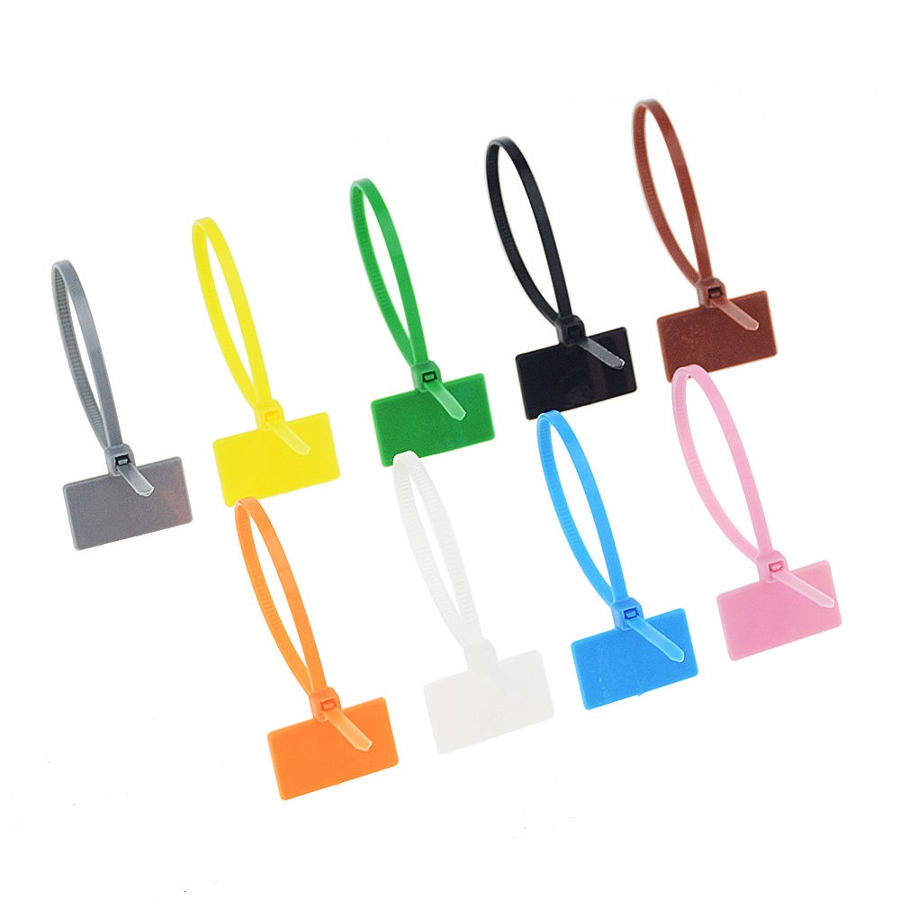 100PCS Easy Mark 4*150mm Nylon Cable Ties Tag Labels Plastic Loop Ties
