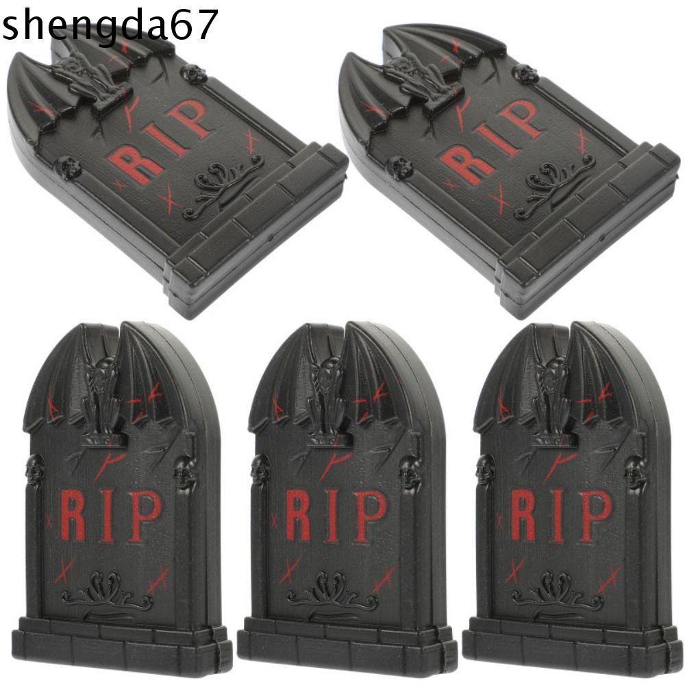 SHENGDA 5pcs Tombstones Prop, Horror Halloween Sign Tombstones ...