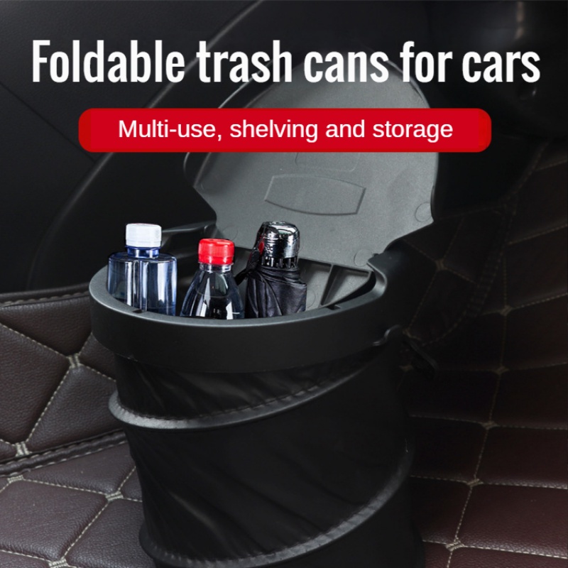 Car Trash Can Foldable Hanging Creative Function with Cover Car