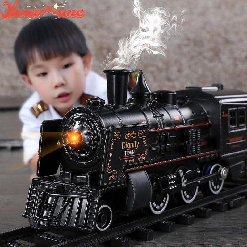 Simulation Steam Train Electric Train Toy Set Alloy Train Spray Track ...