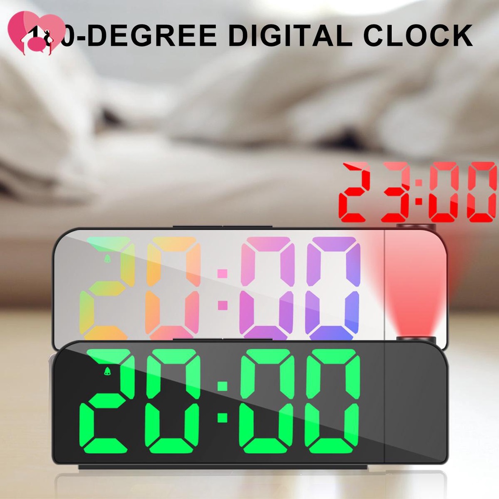 Projection Alarm Clock Digital Clock With 180° Rotatable Projector 12 24h Digital Alarm Clock 3