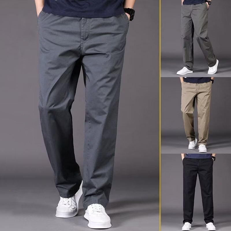 M-5XL Lelaki Seluar Plus Size Straight Cut Casual Baggy Slack Pants Men ...