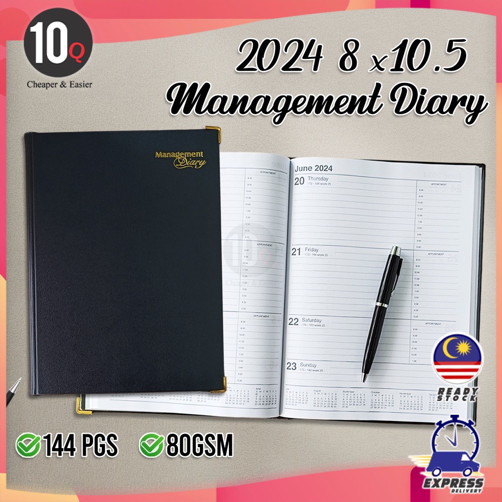 10Q 2025 Management Diary 8" x 10.5" 144 pages PVC Cover Planner Buku